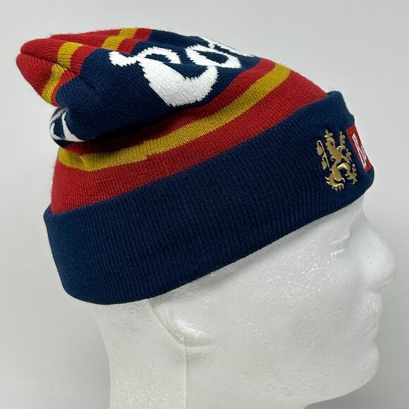 Coors Banquet Beer Beanie Winter Hat Toque Flip Cuffed Logo Mad Engine Blue - Picture 7 of 9